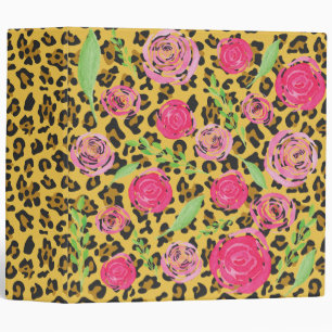 Classeur Aquarelle léopard poster de animal rose Floral