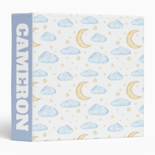 Classeur Aquarelle Lune étoiles et nuages Motif