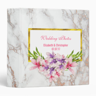 Classeur Aquarelle Magnolias, Mariage de texture de marbre 