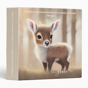 Classeur Aquarelle mignonne Cerf Bois Nom de la forêt Beige