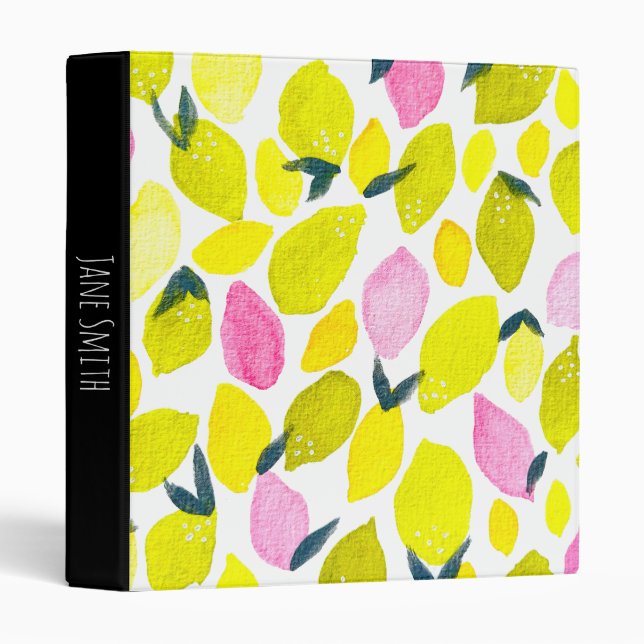 Classeur Aquarelle mignonne de citron (Devant/Côté)