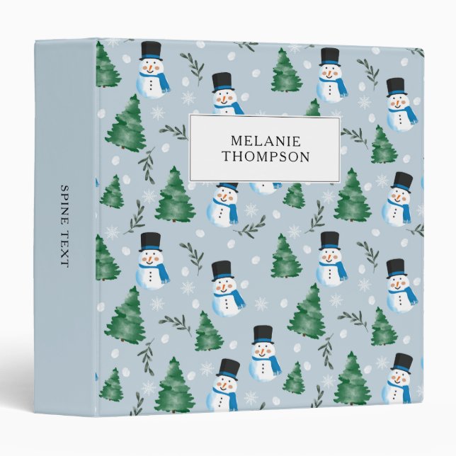 Classeur Aquarelle mignonne hiver neige Motif Noël (Devant/Côté)