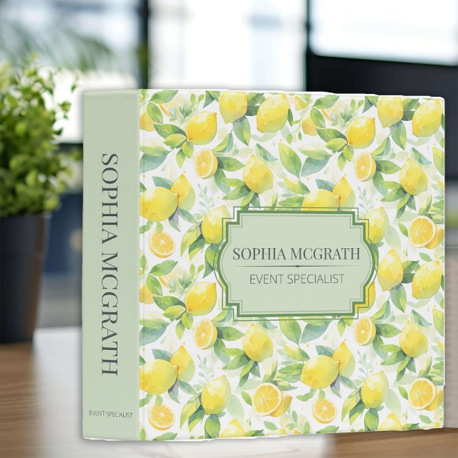 Classeur Aquarelle moderne citron jaune vert (Créateur téléchargé)