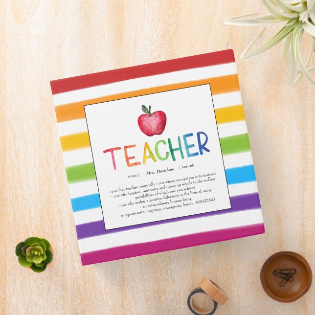 Classeur Aquarelle moderne Rainbow Teacher Merci (In Situ)