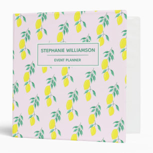 Classeur Aquarelle Motif citron sur rose pâle