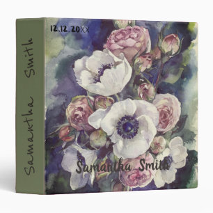 Classeur Aquarelle, motif de fleurs, aquarelle, cloches