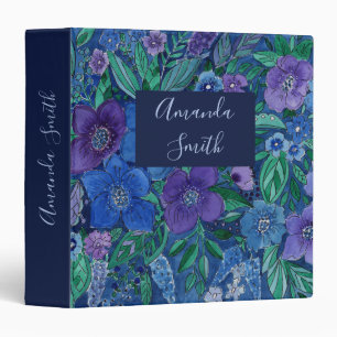 Classeur Aquarelle, motif de fleurs, aquarelle, cloches 3 r