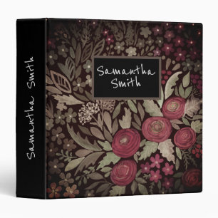 Classeur Aquarelle, motif de fleurs, aquarelle, rose