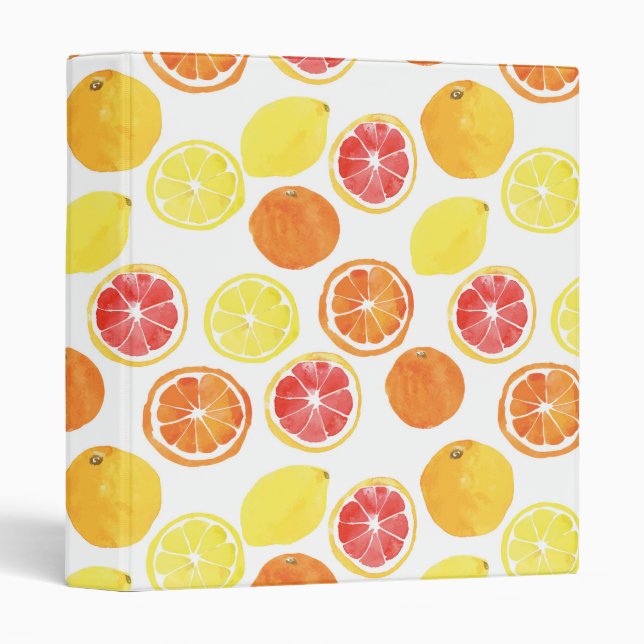 Classeur Aquarelle Motif de fruits d'agrumes (Devant/Côté)