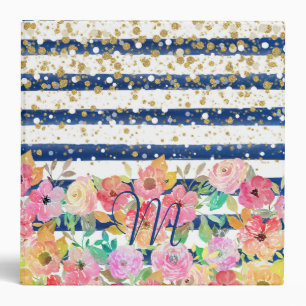 Classeur Aquarelle motifs floraux et confettis