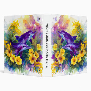 Classeur Aquarelle Océan Dauphins Fleurs Tropicales