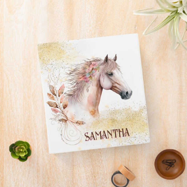 Classeur Aquarelle palomino cheval fleurs boho été (In Situ)