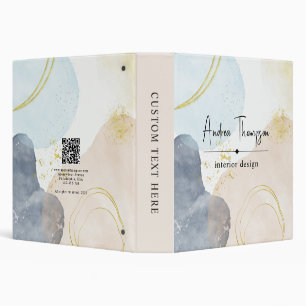 Classeur Aquarelle Pastel Abstrait Forme Or Foil Code QR
