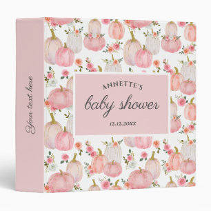 Classeur Aquarelle Pastel Citrouille rose Baby shower Rose