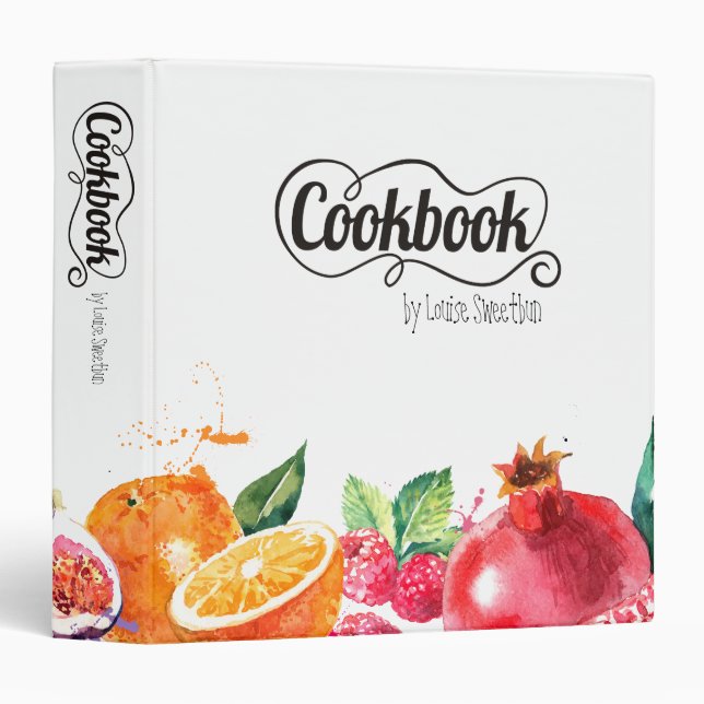 Classeur Aquarelle pâtisserie de fruits colorés pâtisserie  (Devant/Côté)