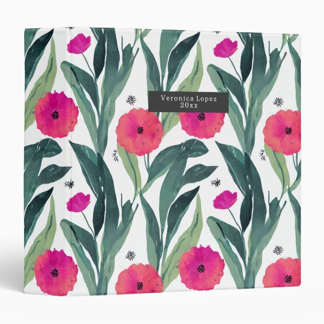 Classeur Aquarelle Pépites botaniques Motif floral (Devant/Côté)