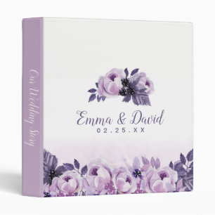 Classeur Aquarelle Purple Floral Élégant Album de mariage
