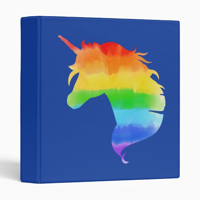 Classeur Aquarelle Rainbow Unicorn (Devant/Côté)