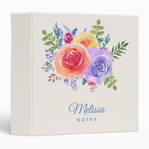 Classeur Aquarelle Rose colorée Florale