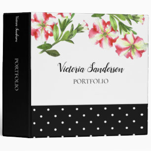 Classeur Aquarelle rose et blanc Pétunias Pointe Polka