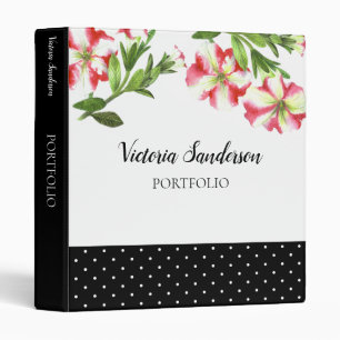 Classeur Aquarelle rose et blanc Pétunias Pointe Polka
