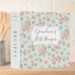 Classeur Aquarelle Rose Fleurs Floral Grandma Recette