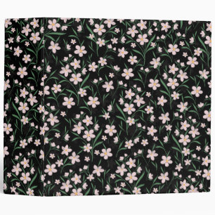 Classeur Aquarelle rose Floral Botanique Motif noir