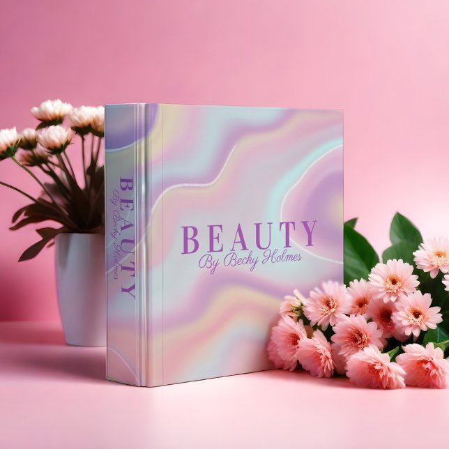 Classeur Aquarelle rose Holographique Design Beauté (Pink Watercolor Holographic Design Beauty 3 Ring Binder)