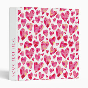 Classeur Aquarelle rose Love Heart motif personnalisé