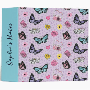 Classeur Aquarelle rose mignon Papillons Super