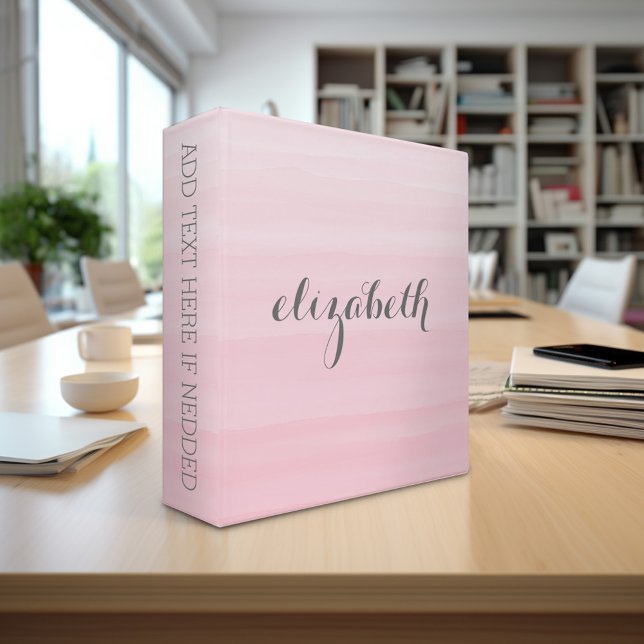 Classeur Aquarelle rose Ombre feminine Monogramme Nom (Personalized binder - add your monogram or other text)