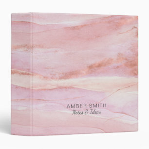 Classeur Aquarelle rose or Rose Abstraite