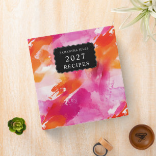 Classeur Aquarelle rose orange Recette