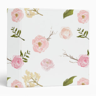 Classeur Aquarelle rose romantique de jardin florale