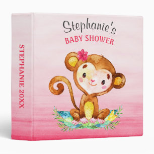 Classeur Aquarelle Singe Baby shower fille Album photo