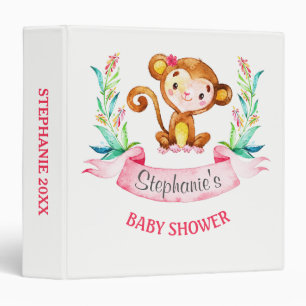 Classeur Aquarelle Singe Baby shower fille Album photo