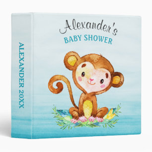 Classeur Aquarelle Singe Baby shower Garçon Album photo