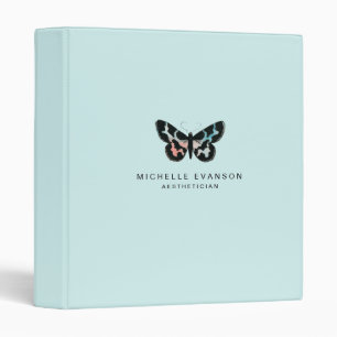 Classeur Aquarelle stylé Papillon Logo Bleu clair Aqua