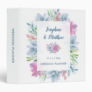 Classeur Aquarelle Succulents Wedding planner personnalisé