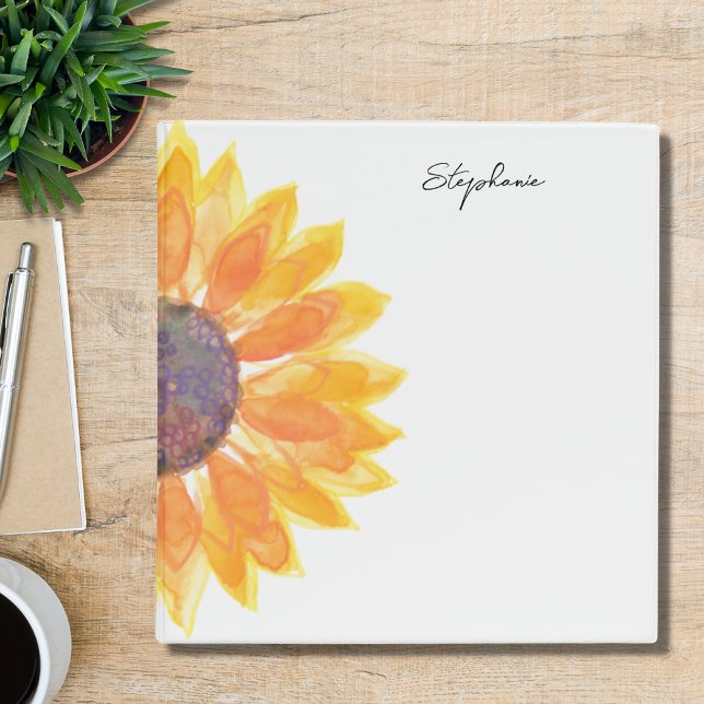 Classeur Aquarelle tournesol personnalisé (Créateur téléchargé)
