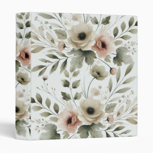 Classeur Aquarelle vert d'olive kaki Mariage de fleurs