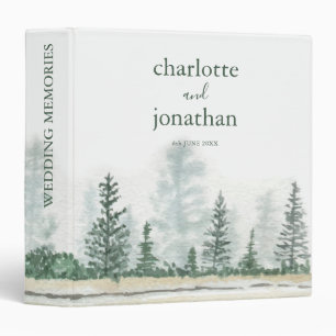 Classeur Aquarelle Vert Forêt Moderne Simple Mariage