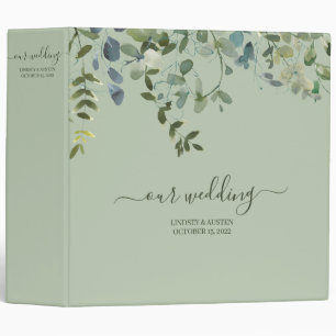 Classeur Aquarelle verte Calligraphie Wedding planner 3