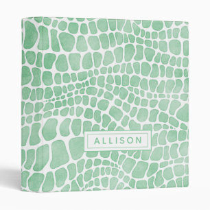 Classeur Aquarelle verte personnalisée Peau de crocodile
