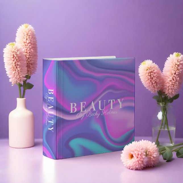 Classeur Aquarelle violet et bleu Design holographique Beau (Purple & Blue Watercolor Holographic Design Beauty 3 Ring Binder)
