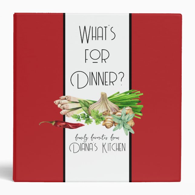 Classeur Aquarelle What's for Dinner Recipe Organizer II (Devant)