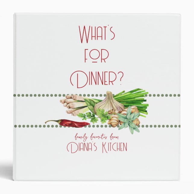 Classeur Aquarelle What's for Dinner Recipe Organizer V (Devant)