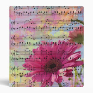 Classeur Aquarelles girly tendance mignonnes fleurs Gerbera