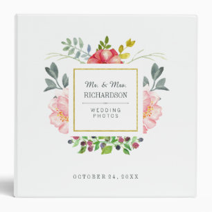 Classeur Aquarelles roses à l'or  Mariage