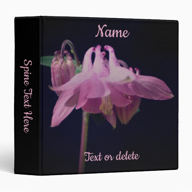 Classeur Aquilegie Rose Intense Personnalisée  (Devant/Côté)